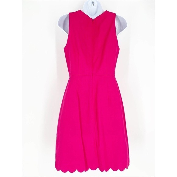J Crew Barbie Hot Pink Dress Sheath Fit And Flare Scallop Edge Size 0 NWT - Picture 2 of 9
